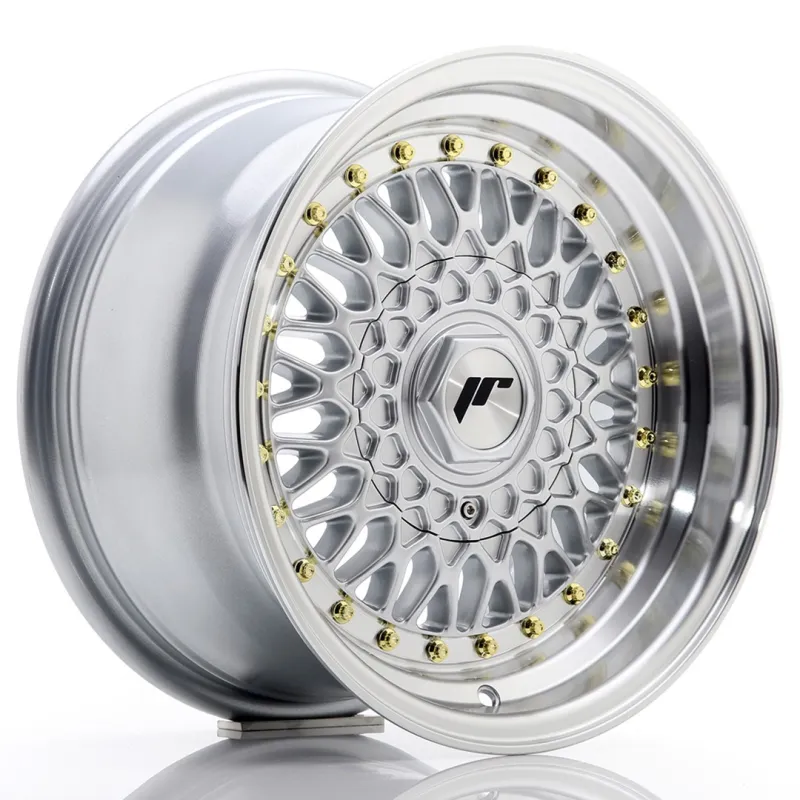 JR Wheels JR9 15x8 ET20 BLANK Silver w/ Machined Lip